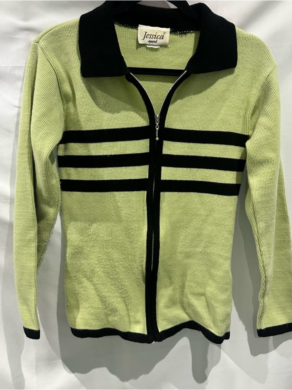 Jessica Sport Lime Green Knit Top with Black Trim